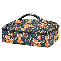 ALAZA Funny Fox Flower Leave Insulated Casserole Carrier Lasagna Lugger Tote Casserole Cookware for Grocery, Camping, Car