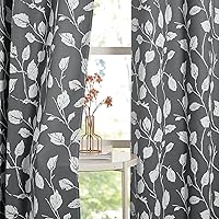 KGORGE Blackout Curtains for Living Room, Thermal Insulated Soundproof Curtains & Drapes Farmhouse Boho Window Treatment for Kitchen Bedroom Kids Room, Grey, W52 x L63, 2 Pieces