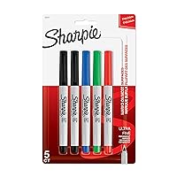 Sharpie 37675PP Permanent Markers, Ultra Fine Point, Assorted Colors, 5 Count