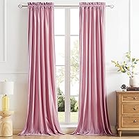 Pink Curtains 96 inch for Living Room Velvet Window Drapes Treatment Semi Room Darkening Decor Curtains for Bedroom Set of 2 Rod Pocket Panels