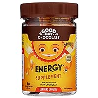 Good Day Chocolate Energy Supplements for Adults [50 Count] Fair Trade Caffeine Chocolate with B-Vitamins, Green Tea Extracts and 20 mg Caffeine Per Piece - Energy Booster for Women and Men