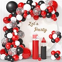133Pcs Red and Black Balloons Garland Arch Kit for Red and Black Graduation Decorations 2024, Red Black White Balloon for New Year Birthday Las Vegas BBQ Casino Poker Racing Car Party Supplies