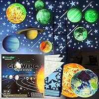 628 Glow in The Dark Stars Wall Stickers and Planets, Bright Solar System Wall Stickers and Outer Space Ceiling Decals for Kids Bedroom Any Room, Shining Space Decoration for Boys and Girls