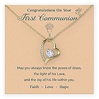 Congratulations On Your First Communion Necklace, Religious Jewelry Women, 1st Communion Gifts, Catholic Girls First Communion Gifts For Confirmation Necklace Teenage Girl With A Meaningful Message Card And Box.