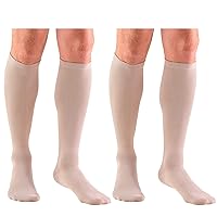 Truform Compression 20-30 mmHg Knee High Dress Style Socks Tan, Medium, 2 Count
