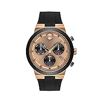 Movado Bold Men's Swiss Quartz Stainless Steel and Silicone Strap Watch, Color: Black (Model: 3600854)