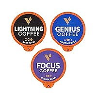 VitaCup Coffee Brain Booster Variety Pod Sampler Pack 48ct. (Lightning, Mushroom, Genius) Vitamin infused Recyclable Single Serve Pods Compatible with K-Cup Brewers Including Keurig 2.0
