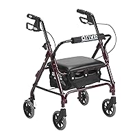 Drive Medical Junior Rollator with Padded Seat, Red