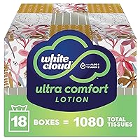 White Cloud Ultra Comfort Lotion 3-Ply Facial Tissue with Aloe & Vitamin E, 18 Box Multipack, 60 Tissues Per Box