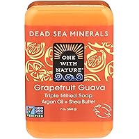 One With Nature Grapefruit Guava Dead Sea Mineral Soap, 7 Ounce Bar