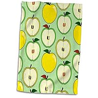 3dRose Green and Golden Half Apple Print - Towels (twl-185462-1)