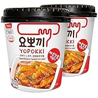 Yopokki Instant Tteokbokki Cup (Sweet Mild Spicy, Cup of 2) Korean Street food with sweet and moderately spicy sauce Topokki Rice Cake - Quick & Easy to Prepare