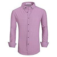 Alex Vando Mens Button Down Shirts Wrinkle Free 4-Way Stretch Print Business Casual Shirt