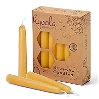Hyoola Beeswax Candles 12 Pack - All Natural 100% Beeswax Tree Candles - 1/2 Inch Candles - Handmade in The USA - Yellow