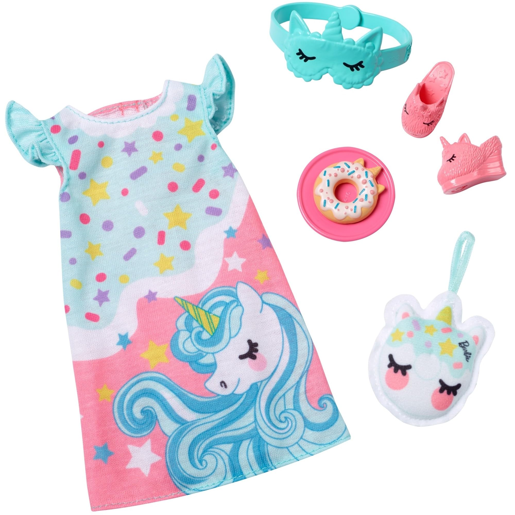 Barbie Clothes, Fashion Pack for 13.5-Inch Preschool Dolls, Pajamas and Slippers with Bedtime Accessories