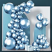 PartyWoo Metallic Light Blue Balloons, 100 pcs Light Blue Metallic Balloons Different Sizes Pack of 18 Inch 12 Inch 10 Inch 5 Inch Metallic Balloons for Balloon Garland as Party Decorations, Blue-G119