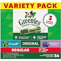 Greenies Regular Natural Dental Care Dog Treats, 36 oz. Variety Pack, 3 Packs of 12 oz. Treats