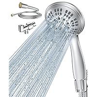 High Pressure 6 Functions Shower Head with Handheld Eco-Performance Handheld Shower Head Removable Shower Head with 60-Inch Metal Hose Adjustable Shower Bracket Tool-less 1-Min Installation