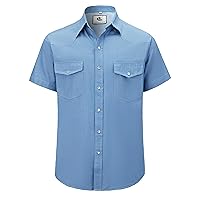 COEVALS CLUB Men's Denim Western Cowboy Pearl Snap Casual Button Down Up Dress Short Sleeve Soild Work Shirts
