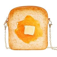 Soft Toast Purse Butter Crossbody Bag Plush Novelty Purse Shoulder Bag with Metal Chain for Women Girls