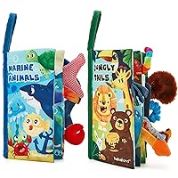 hahaland Baby Books 0-6 Months - 2PCS Baby Toys 0-6 Months Baby Toys 6-12 Months - Touch & Feel Tummy Time Books, Baby Boy Gifts, 3 6 9 Month Old Toys