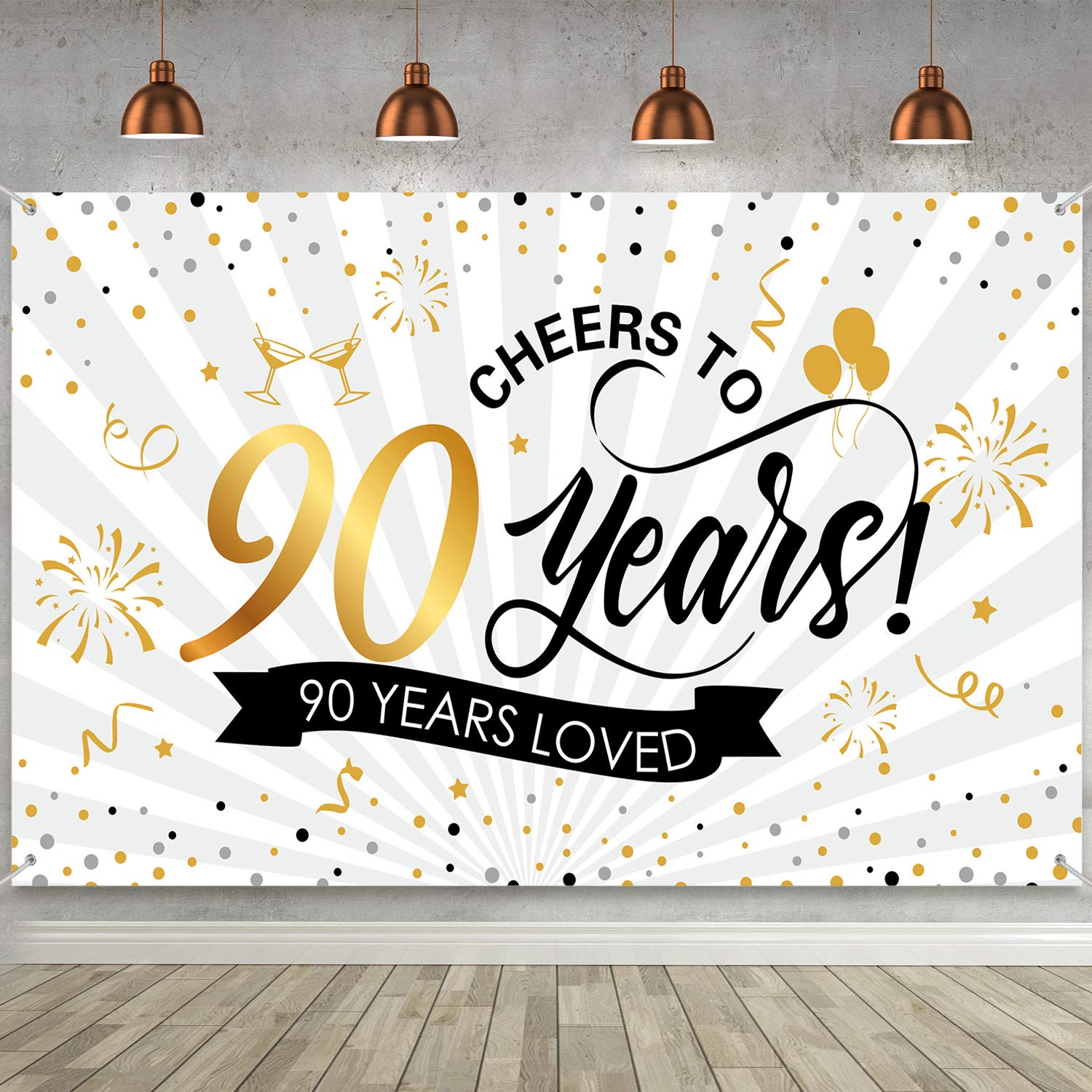 Mua Happy 90th Birthday Backdrop Background Banner Large Men Women 90th  Anniversary Backdrop Photo Booth Cheers to 90 Years Banner for 90th  Birthday Party Decorations Supplies  x  inch trên Amazon