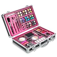 Makeup Kit Set - 32 Eye Shadows 6 Lip Glosses 2 Lip Gloss Wands 2 Lipsticks 1 Face Powder Duo 1 Blush Powder Duo 1 Mascara - Case with Carrying Handle