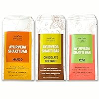 Elements Truffles Ayurveda Shakti Bars - Vegan & Organic Date Energy Snacks with No Added Sugar, Nuts or Gluten - Non-GMO Natural Grab & Go Food - Mango, Chocolate Coconut & Rose Variety Pack of 12