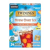 Twinings Brew Over Ice Unsweetened Peach Flavoured Black Iced Tea K-Cup Pods for Keurig, Caffeinated, 24 Count (Pack of 1)