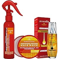 Arvazallia Heat Protectant, Protein Hair Mask, and Premium Argan Oil Hair Treatment Bundle - The Ultimate Hair Care Treatments for Protecting, Preventing, and Repairing Heat Damage