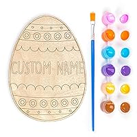 Personalized Easter Egg Paint Set with Name, DIY Wooden Painting Crafts for Kids, Easter Egg Decorating Basket Stuffer, Children’s Easter Games for Family