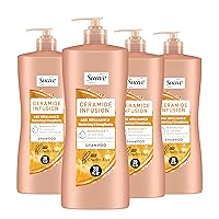 Suave Ceramide Age Brilliance Shampoo, moisturizing and strengthening pH balanced shampoo for women, anti-frizz hair products, anti-breakage treatment, 28 Oz (Pack of 4)