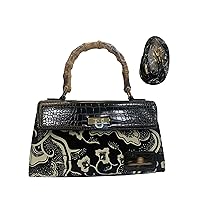 Women's Top Handle Bag，Bamboo Shaped Top Handle, Comes With A Shoulder Strap, Fashionable And Luxury Ladies Satchel (black)