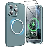 SURPHY Designed for iPhone 15 Pro Max Case Compatible with MagSafe (6.7 inch 2023), with 2 Pack Screen Protector, Liquid Silicone Phone Case (Camera Protective + Soft Microfiber Lining), Cactus Green
