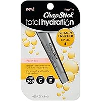 Total Hydration Vitamin Enriched Lip Oil, Non Tinted, Vitamin c, vitamin E, Contains Omega 3 6 9, Peach Tea Flavor, 0.23 Fl Oz (Pack of 1)