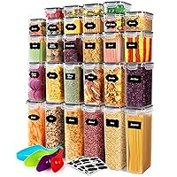 28 Pack Airtight Food Storage Container Set, Pantry kitchen organization and Storage, BPA Free Clear Plastic Storage Container with Lids, Kitchen Decor with Labels, Marker & Spoon Set