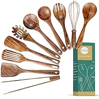 Wooden Spoons for Cooking 7-Piece, Kitchen Nonstick Bamboo Cooking Utensils  Set, Durable and Healthy Bamboo Wooden Spatula Spoon for Cooking, Eisinly