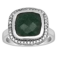1.0 Ctw Cushion Cut Green Onyx Gemstone Solitaire Handmade 925 Sterling Silver Ring