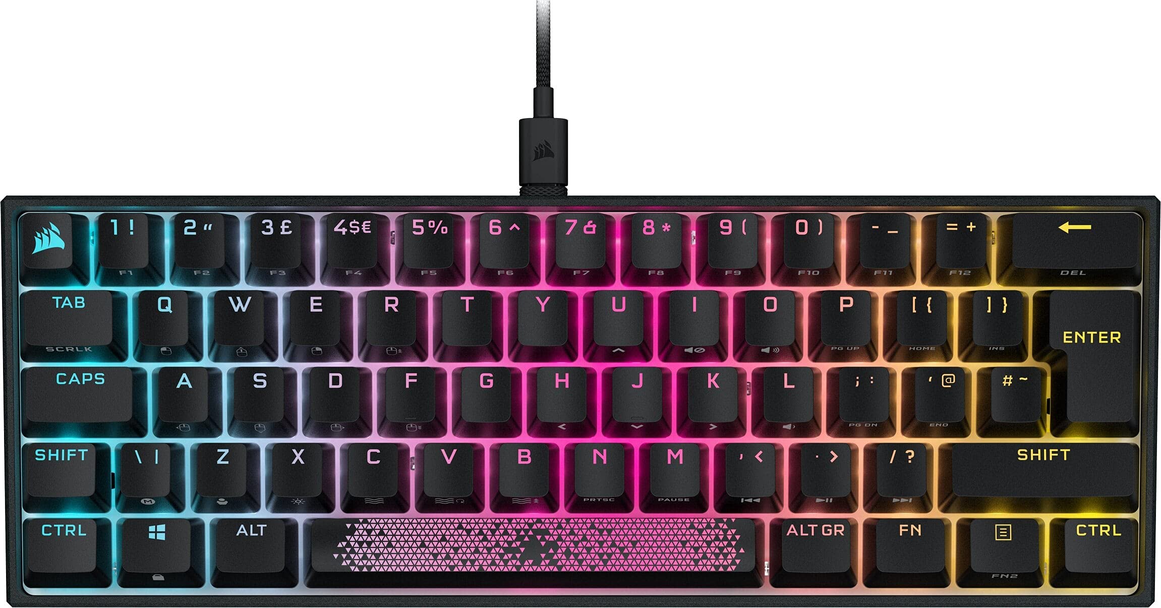 CORSAIR K65 RGB MINI 60% Mechanical Wired Gaming Keyboard – CHERRY MX RED Linear Switches – PBT Double-Shot Keycaps – iCUE Compatible – QWERTY UK – PC, Mac, Xbox – Black