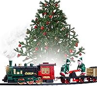 Christmas Train Set for Under The Tree with Lights, and Sounds - Holiday Train Around Christmas Tree w/Large Tracks | Battery Operated Electric Train Set with 160 Inches of Track and 2 Xmas Elves