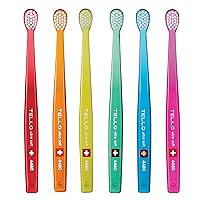 4480 Adult or Child Ultra Soft SwissToothbrush with Smaller Head for Gentle Cleaning with Ergonomic Handle, 6 Count