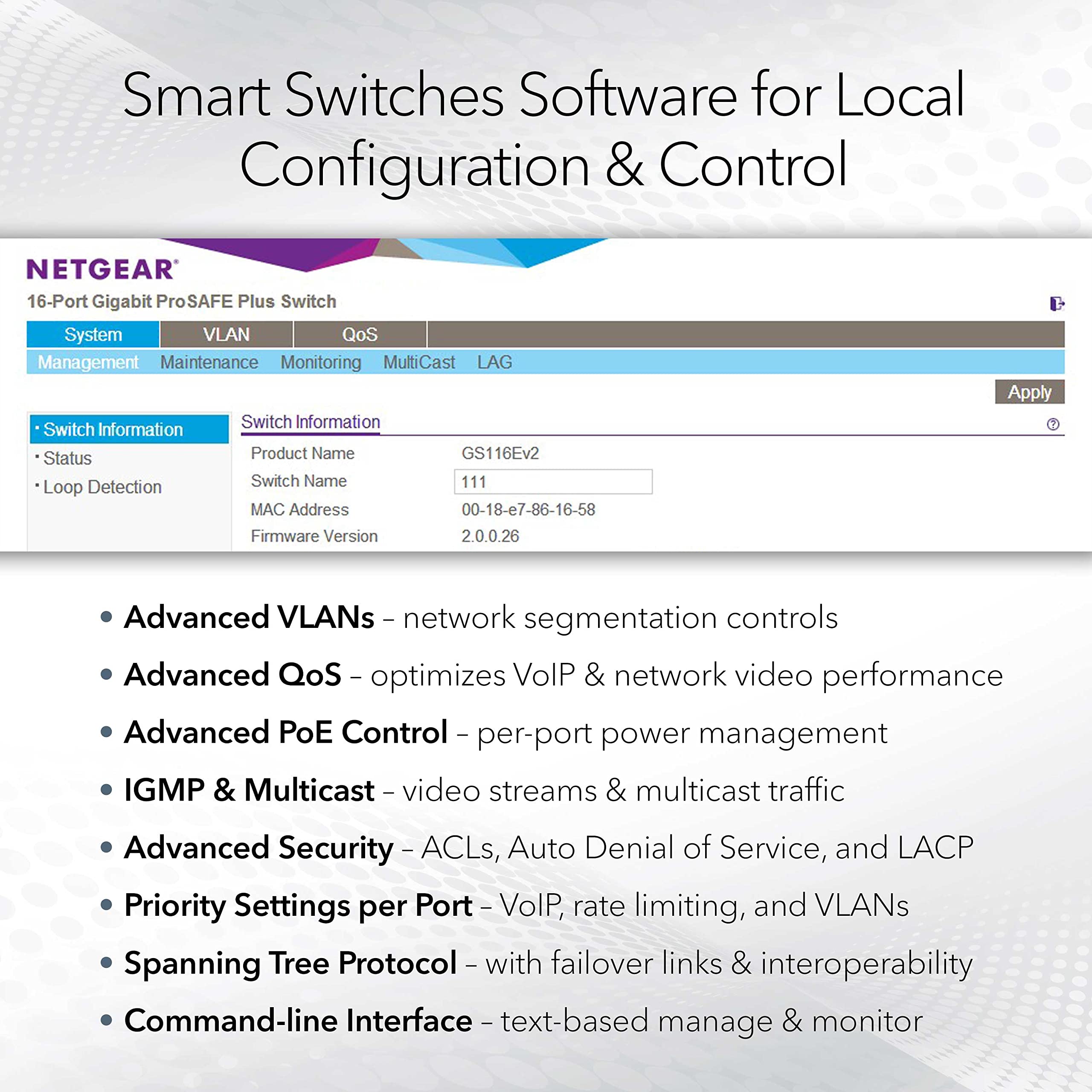 NETGEAR 28-Port PoE Gigabit Ethernet Smart Switch (GS728TPP) - Managed, Optional Insight Cloud Management, 24 x PoE+ @ 380W, 4 x 1G SFP, Desktop or Rackmount, and Limited Lifetime Protection