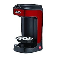 BELLA Scoop One Cup Coffee Maker, 8.5 x 10.3 x 5.1 inches, Red & Stainless Steel