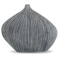 Signature Design by Ashley Donya Contemporary Polyresin Vase with Asymmetric Design, Black & Gray