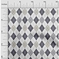 Cotton Jersey Gray Fabric Argyle Check Dress Material Fabric Print Fabric by The Yard 58 Inches Wide