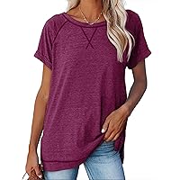 Aokosor Shirts for Women 2024 Dressy Casual Summer Maternity Tops for Leggings Workout Purple L