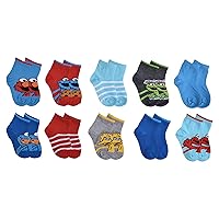 Sesame Street Boys 10-Pack The Gang Quarter Socks, Bright Turquoise, 18-24 Months