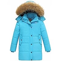 wantdo Girls' Waterproof Winter Coats Long Fleece Parka Snow Ski Jacket Light Blue 14-16