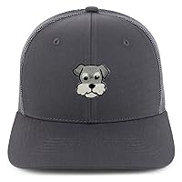 Trendy Apparel Shop Schnauzer Embroidered Patch Structured 6 Panel Mesh Back Trucker Cap