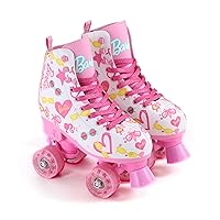 BARBIE Roller Skates for Girls - Adjustable Sizes, Glitter Wheels, ABEC 5 Bearings - Durable PVC Material, Foam Shoe Lining - Perfect for Active Fun and Adventures